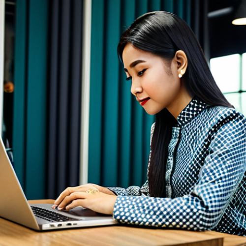 Modern Malaysian Businesswoman**

"A professional Malaysian businesswoman in a modern baju kurung, working on a laptop at a stylish co-working space in Kuala Lumpur, fully clothed, appropriate attire, safe for work, perfect anatomy, natural proportions, professional photography, high quality."

**