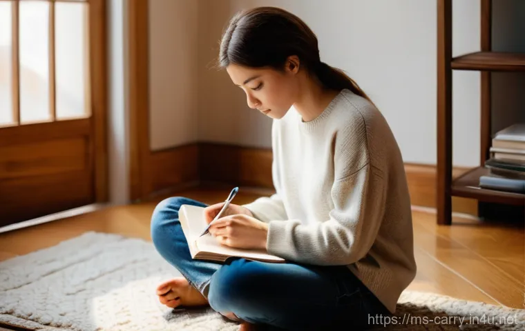 캐리 캐릭터 성향 - **Prompt:** A serene, contemplative young adult (early 20s, gender-neutral, wearing comfortable, mod...