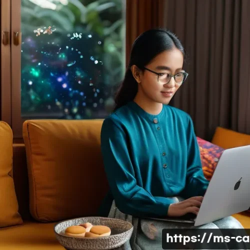 캐리 콘텐츠의 교육적 가치 - **Prompt:** A vibrant, sun-drenched scene of a young Malaysian student, dressed in modest casual wea...